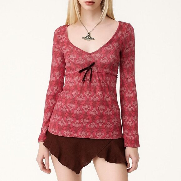 max & co y2k floral print babydoll top - Picture 8 of 8